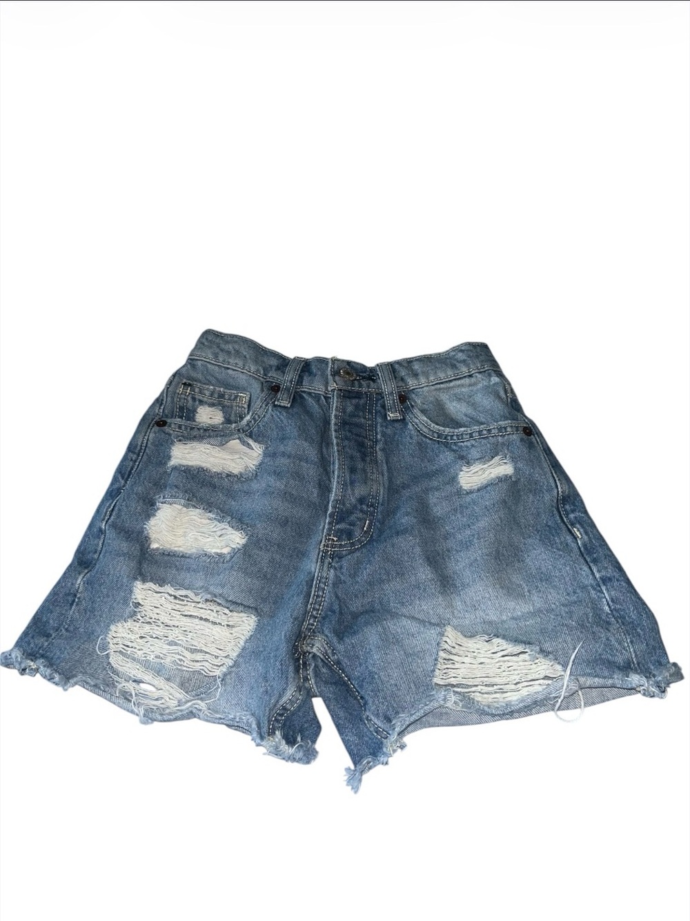 Arizona Jean Company Distressed Light Blue Denim Shorts